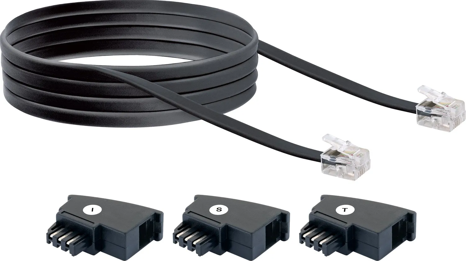 Schwaiger Set Telefono TAE 4 Pezzi Cavo 6 m Nero