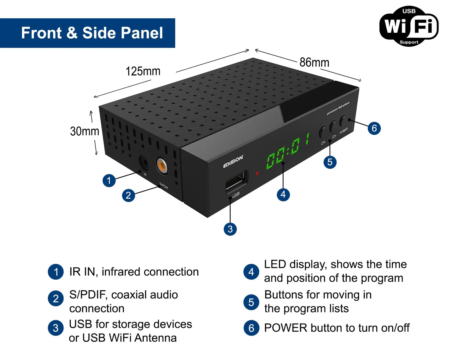 Edision Proton S2 Plus Decoder Satellitare Full HD Unicable