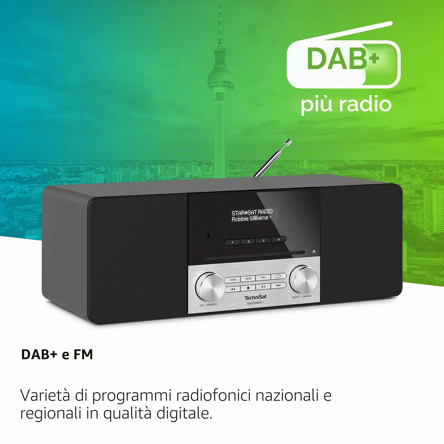TechniSat DIGITRADIO 3 Radio DAB+ Nera CD Bluetooth 20W