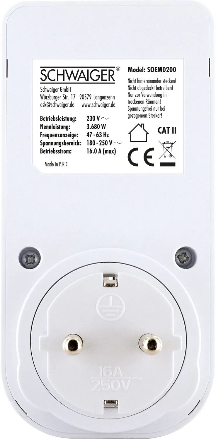 Schwaiger misuratore consumi energia con display nero
