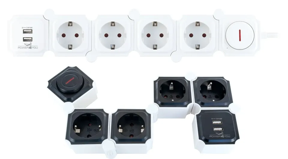 Schwaiger FSW6 Ciabatta Flessibile 6 Moduli Bianca con USB