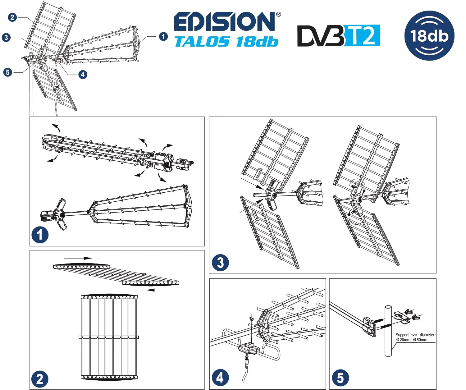 Edision Talos 18dB antenna TV esterno 105cm filtro 5G