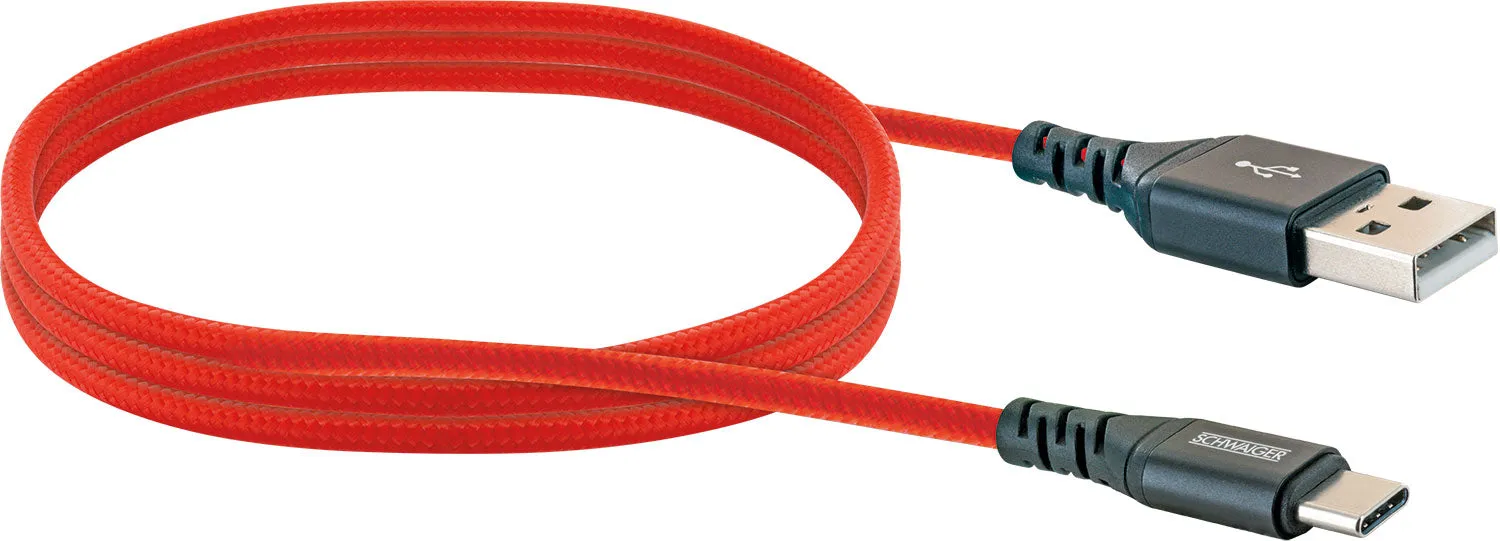 SCHWAIGER Cavo USB-C nylon 1,2 m nero 3A