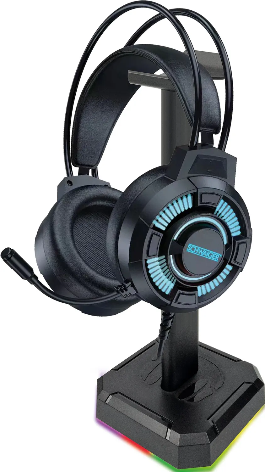Schwaiger Supporto Cuffie da Scrivania LED RGB Nero