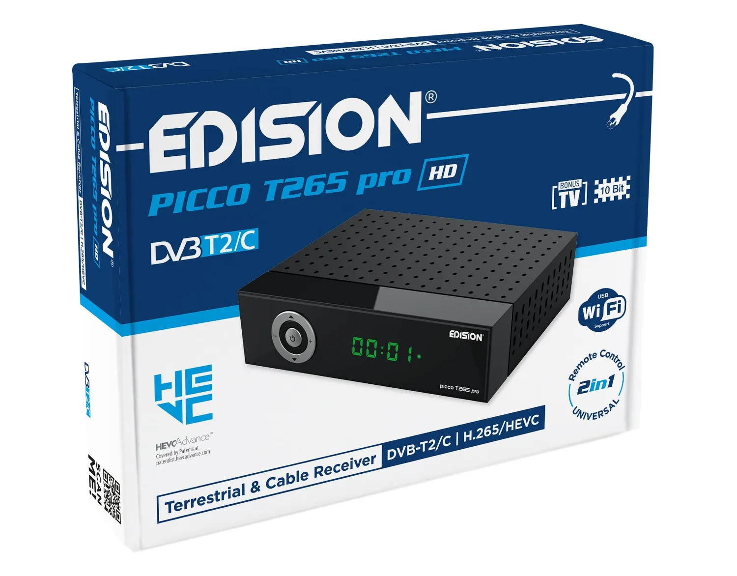Edision PICCO T265 Plus Decoder Terrestre Full HD HEVC