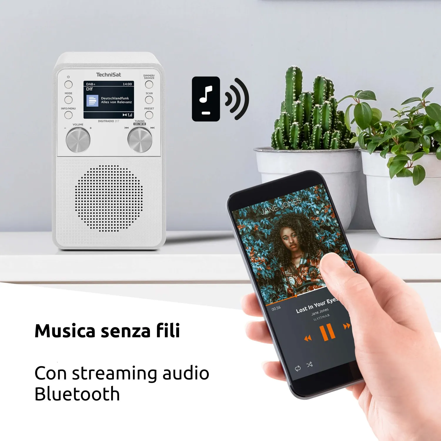 TechniSat DIGITRADIO 317 radio DAB+ bianca verticale 3W