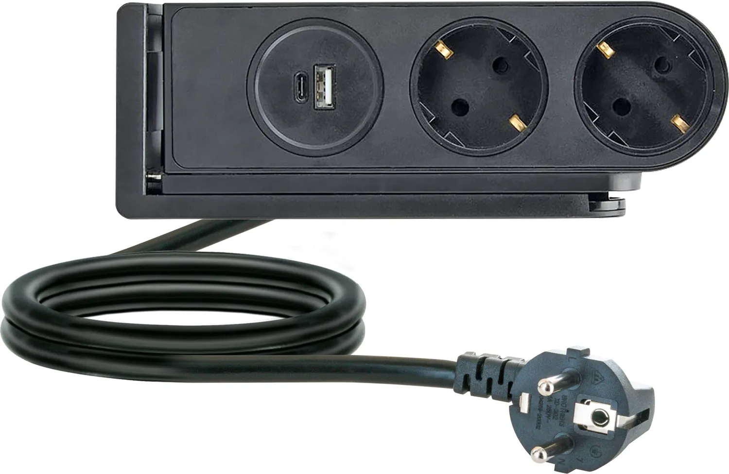 SCHWAIGER Presa da tavolo 2 posti USB-C USB-A nera