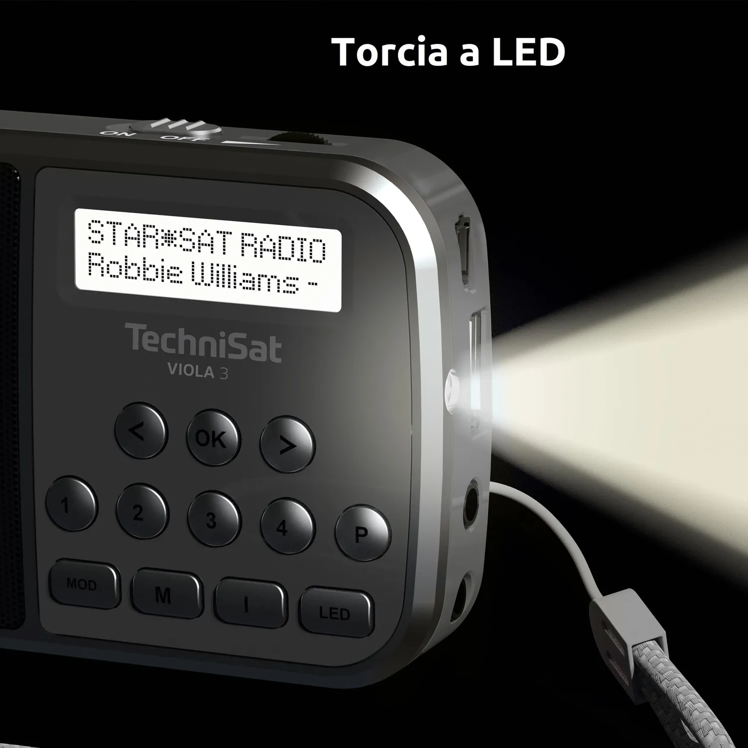 TechniSat Viola 3 Radio Portatile DAB+ Nera Torcia LED