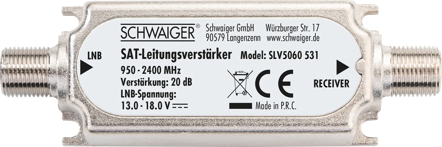 Schwaiger amplificatore linea SAT 20 dB 950-2400 MHz