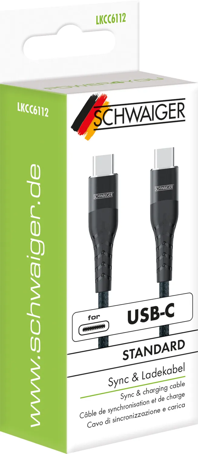 Schwaiger Cavo USB-C a USB-C 1,2 m 60W ricarica