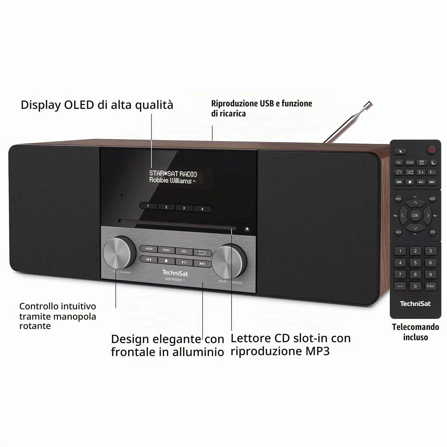 TechniSat DIGITRADIO 3 radio DAB+ noce con CD e Bluetooth