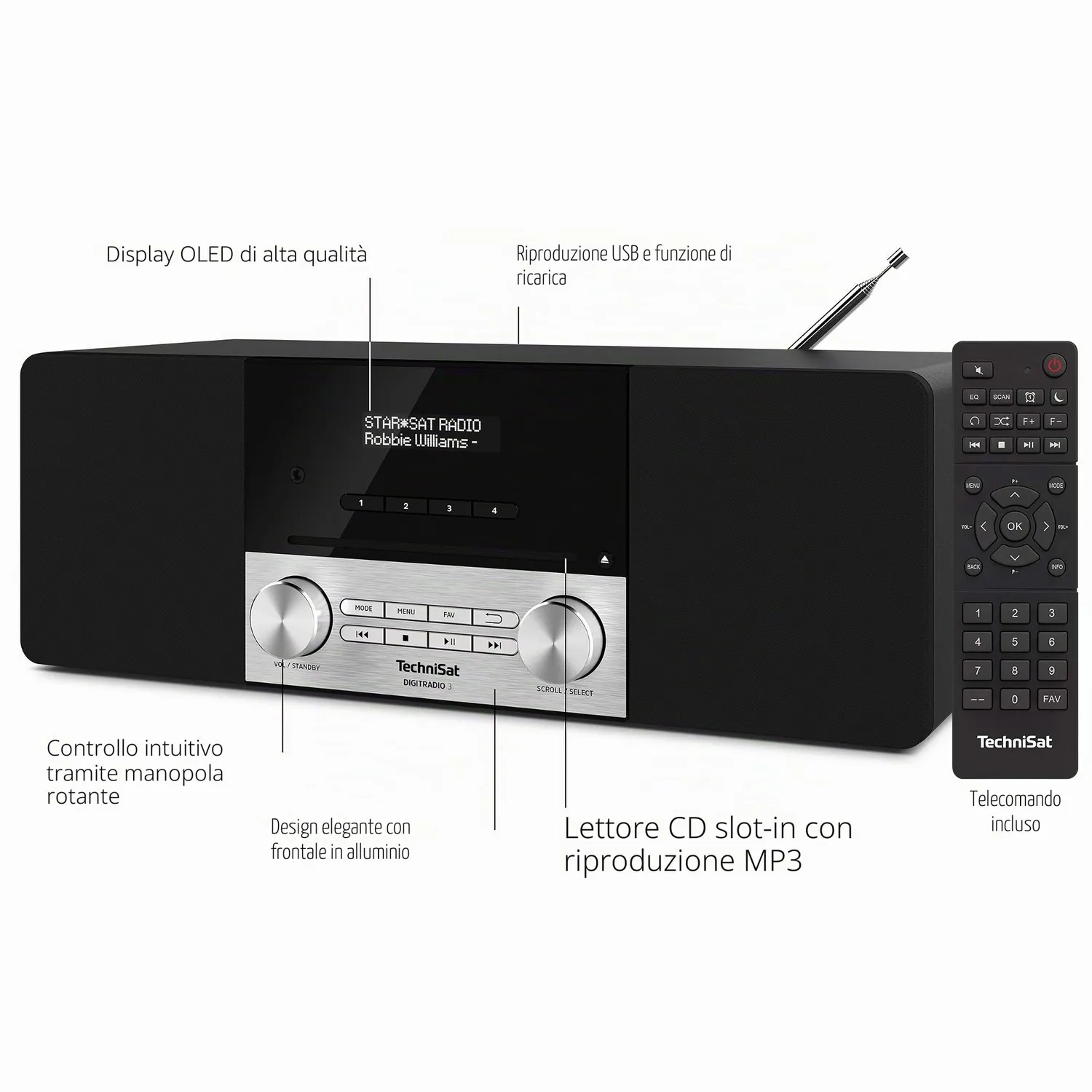 TechniSat DIGITRADIO 3 Radio DAB+ Nera CD Bluetooth 20W