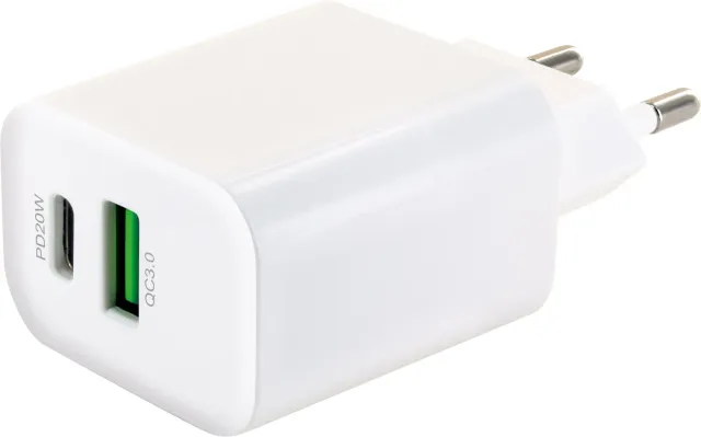 Schwaiger Caricatore USB-A USB-C 15W Bianco da Presa