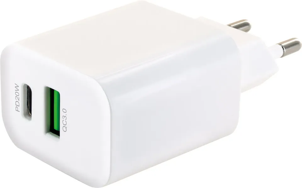 Schwaiger Caricatore USB-A USB-C 15W Bianco da Presa