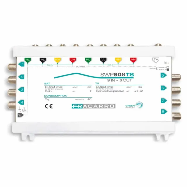 Fracarro SWP908TS multiswitch 9 ingressi 8 uscite