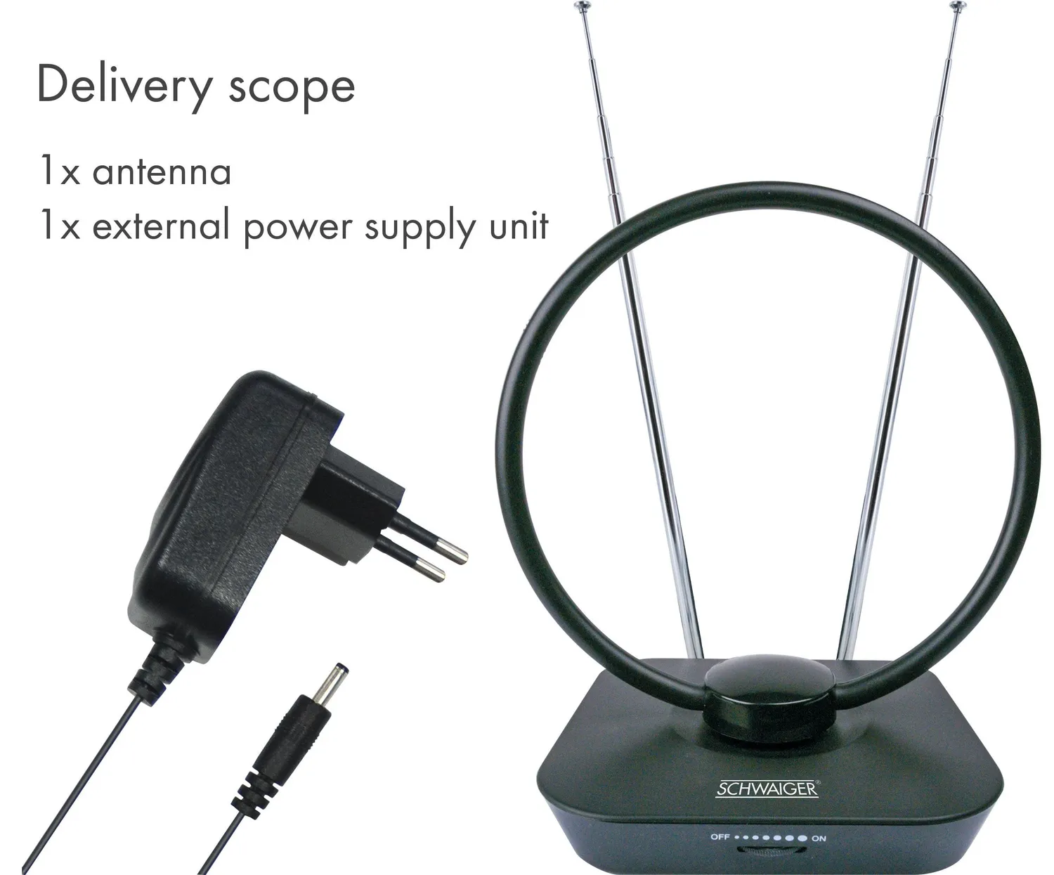 Schwaiger antenna interna DVB-T2 attiva 36 dB