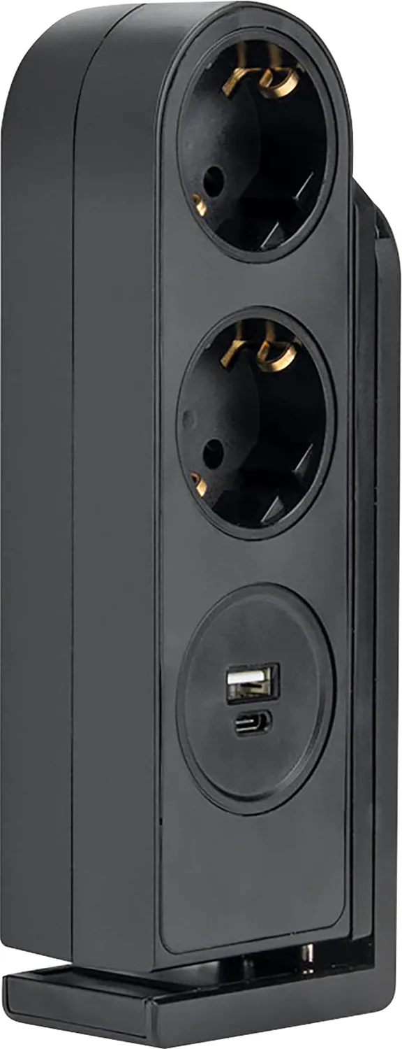 SCHWAIGER Presa da tavolo 2 posti USB-C USB-A nera