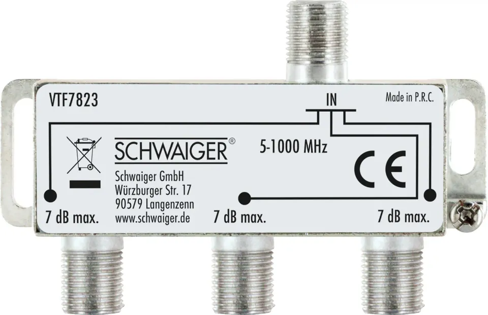Schwaiger Partitore 3 Vie 7 dB Antenna Cavo