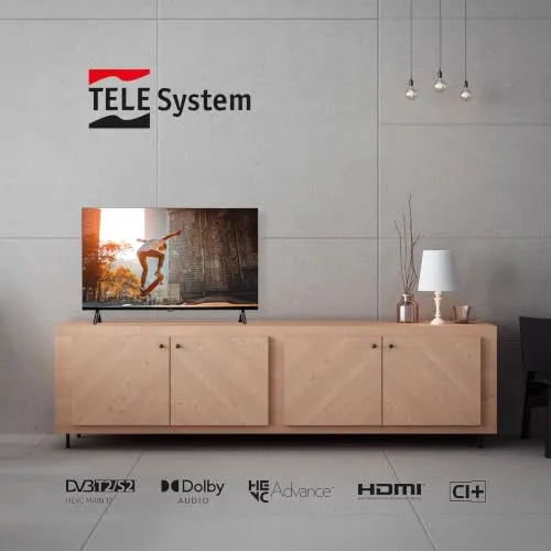 Tele System TV 32" HD DVB-T2 S2 tivusat Hotel Mode frameless