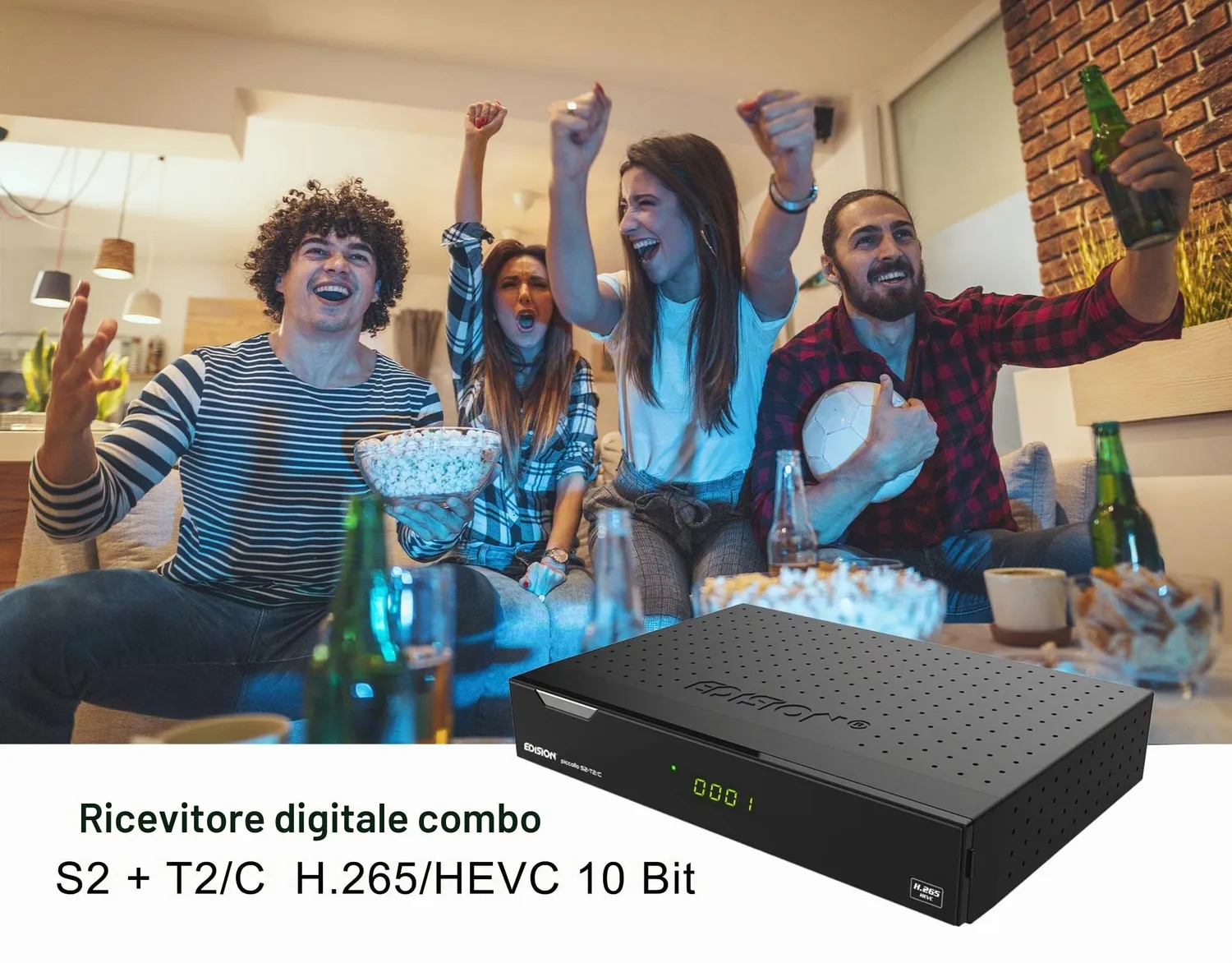 Edision Piccollo S2+T2/C decoder combo HD H.265