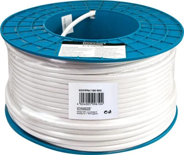 SCHWAIGER Cavo Sat Coassiale 90 dB Classe A Bianco 100 m Schermato