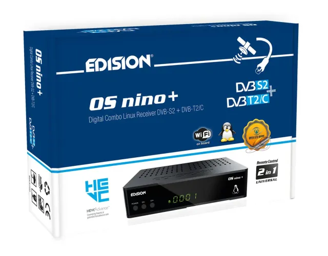 Edision OS Nino+ ricevitore combo DVB-S2/T2/C nero
