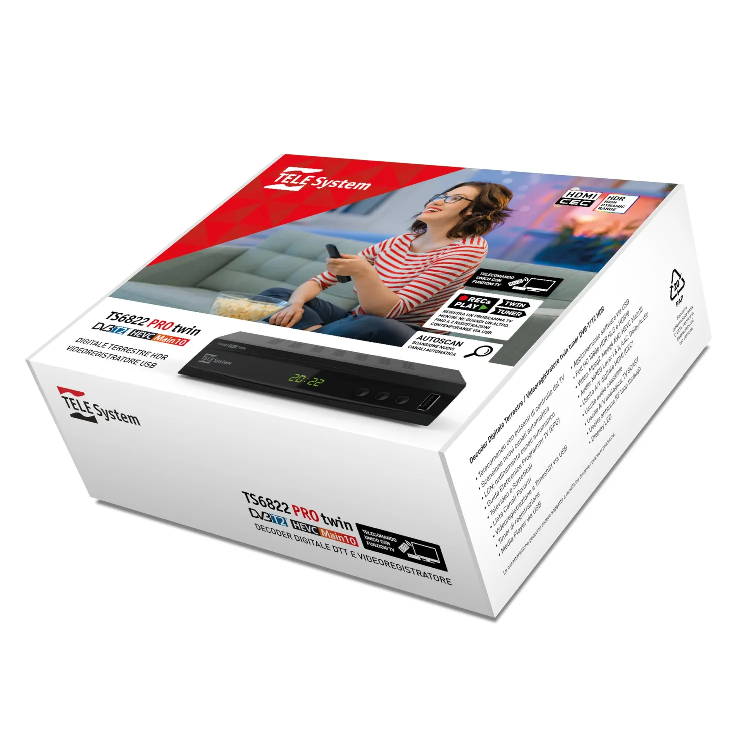 TELE System TS6822 PRO decoder terrestre Twin DVB-T2