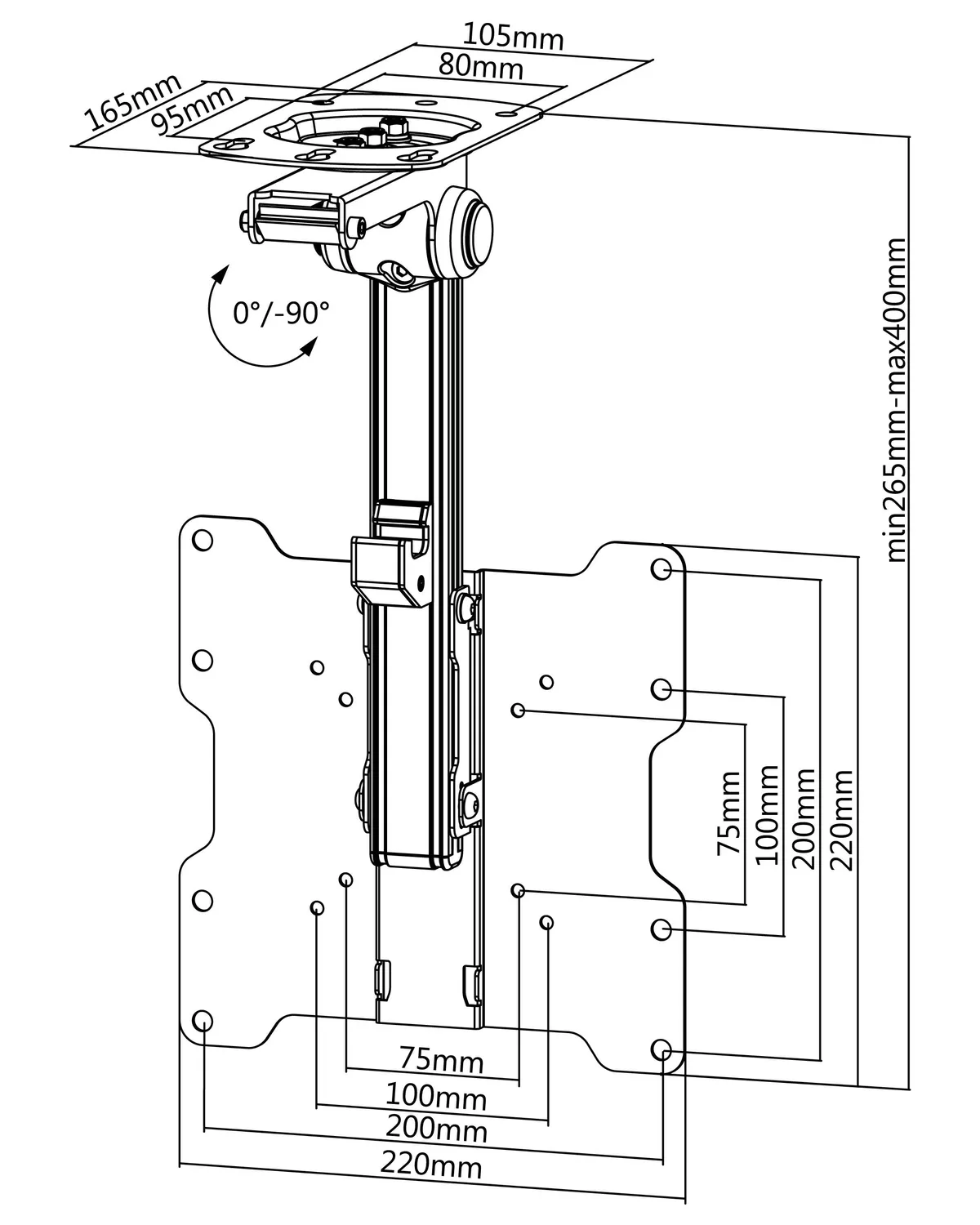 Schwaiger Motion 7 supporto TV da soffitto inclinabile 20 kg