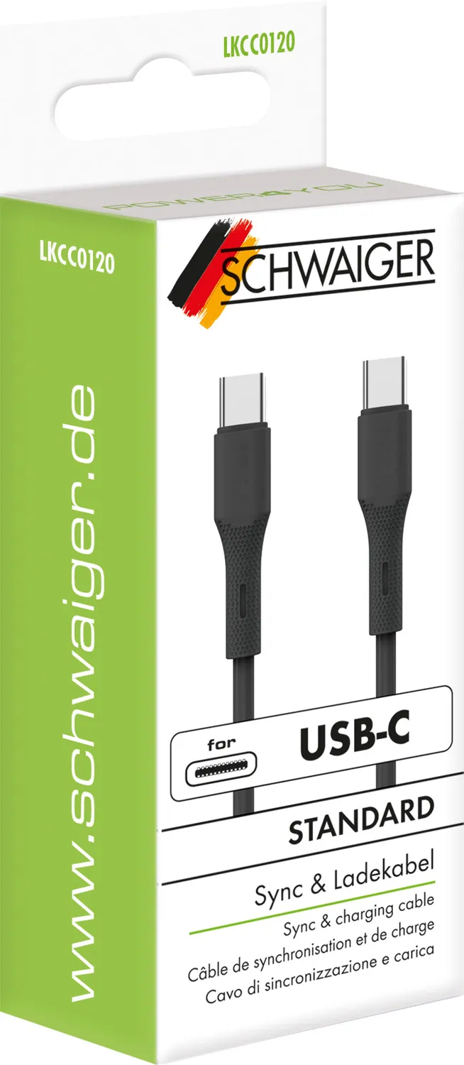 Schwaiger Cavo USB-C a USB-C 1,2 m ricarica 20W sync
