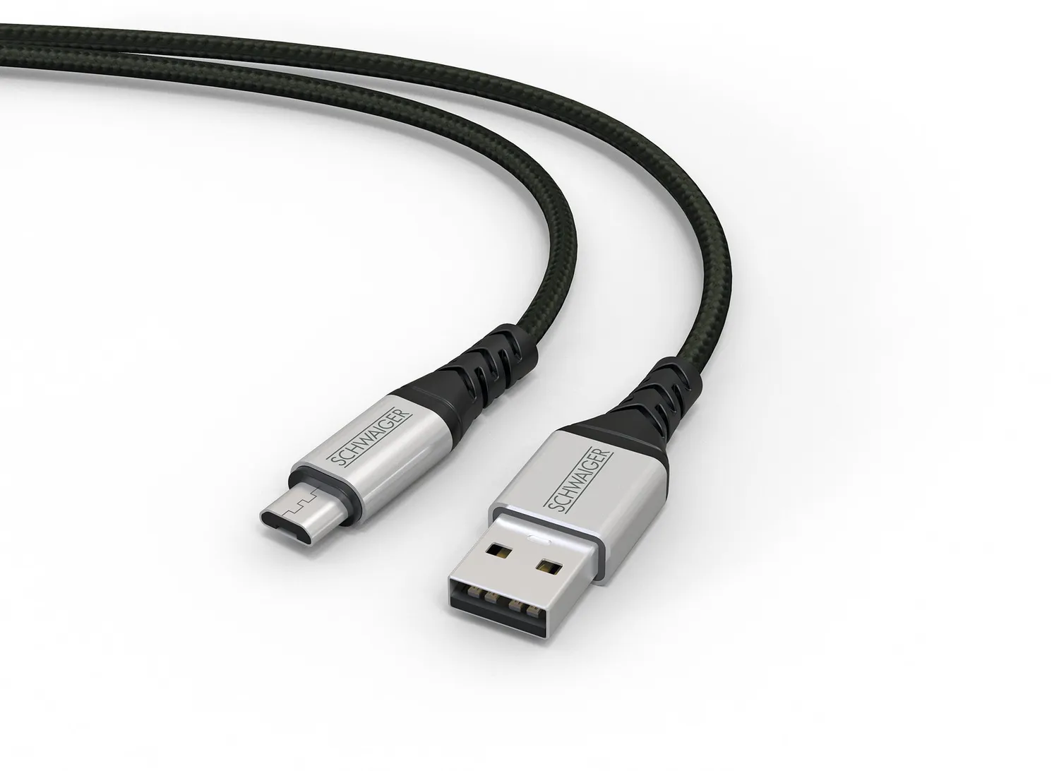 Schwaiger Cavo Micro USB USB-A Nylon 1,2 m nero argento