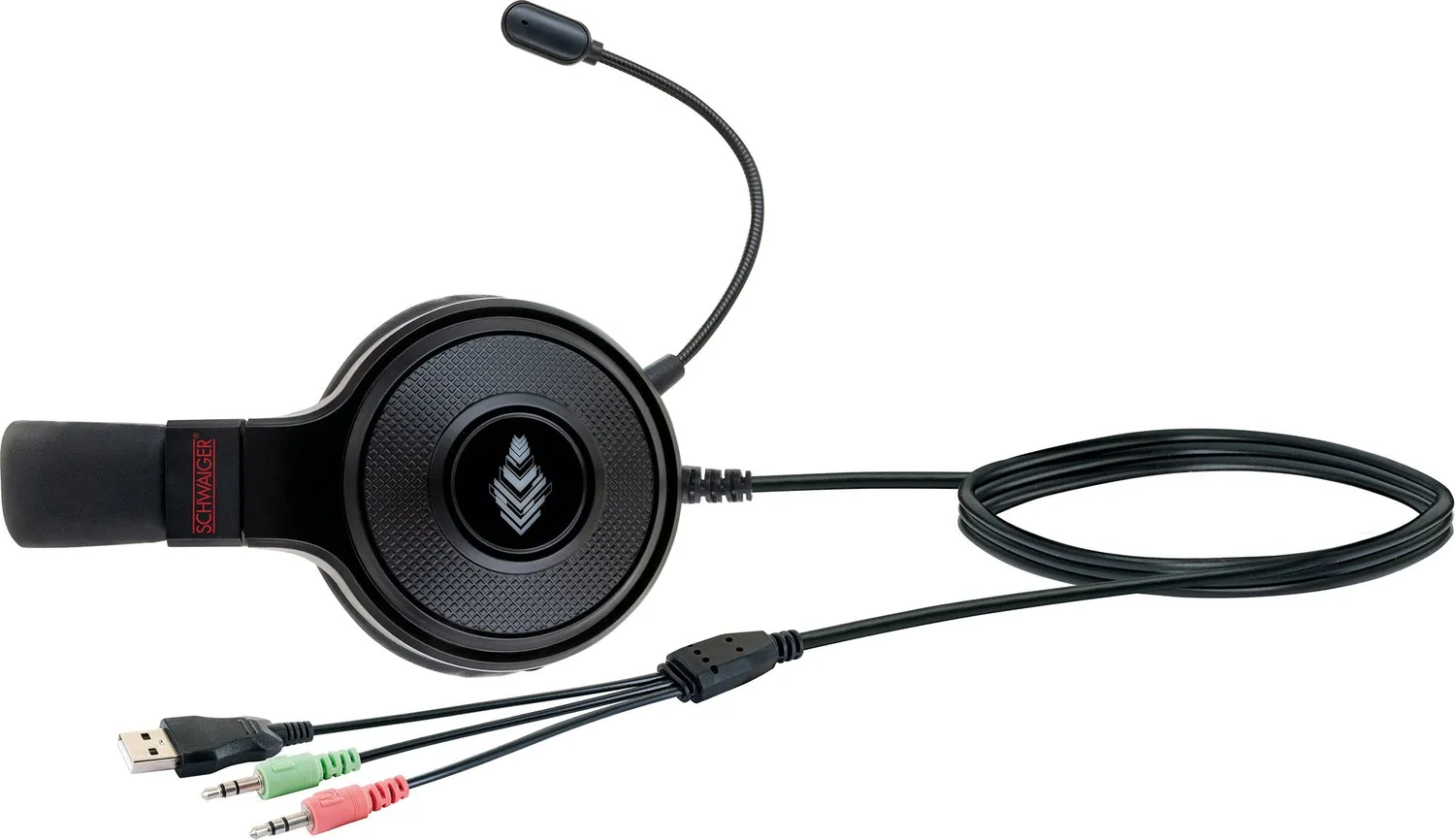 SCHWAIGER headset PC over-ear USB jack con microfono LED