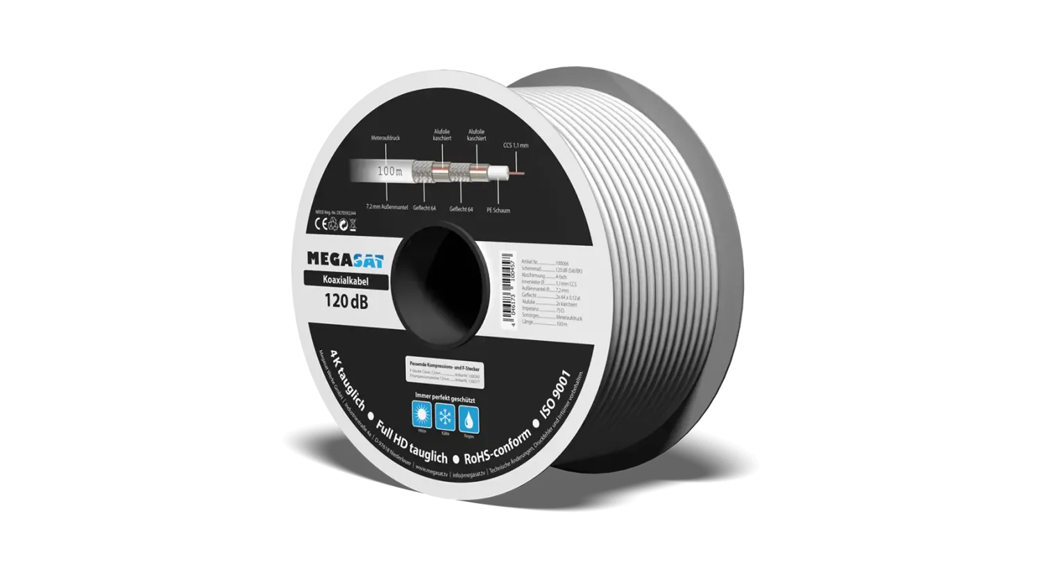 Megasat 120dB cavo coassiale schermato per antenna