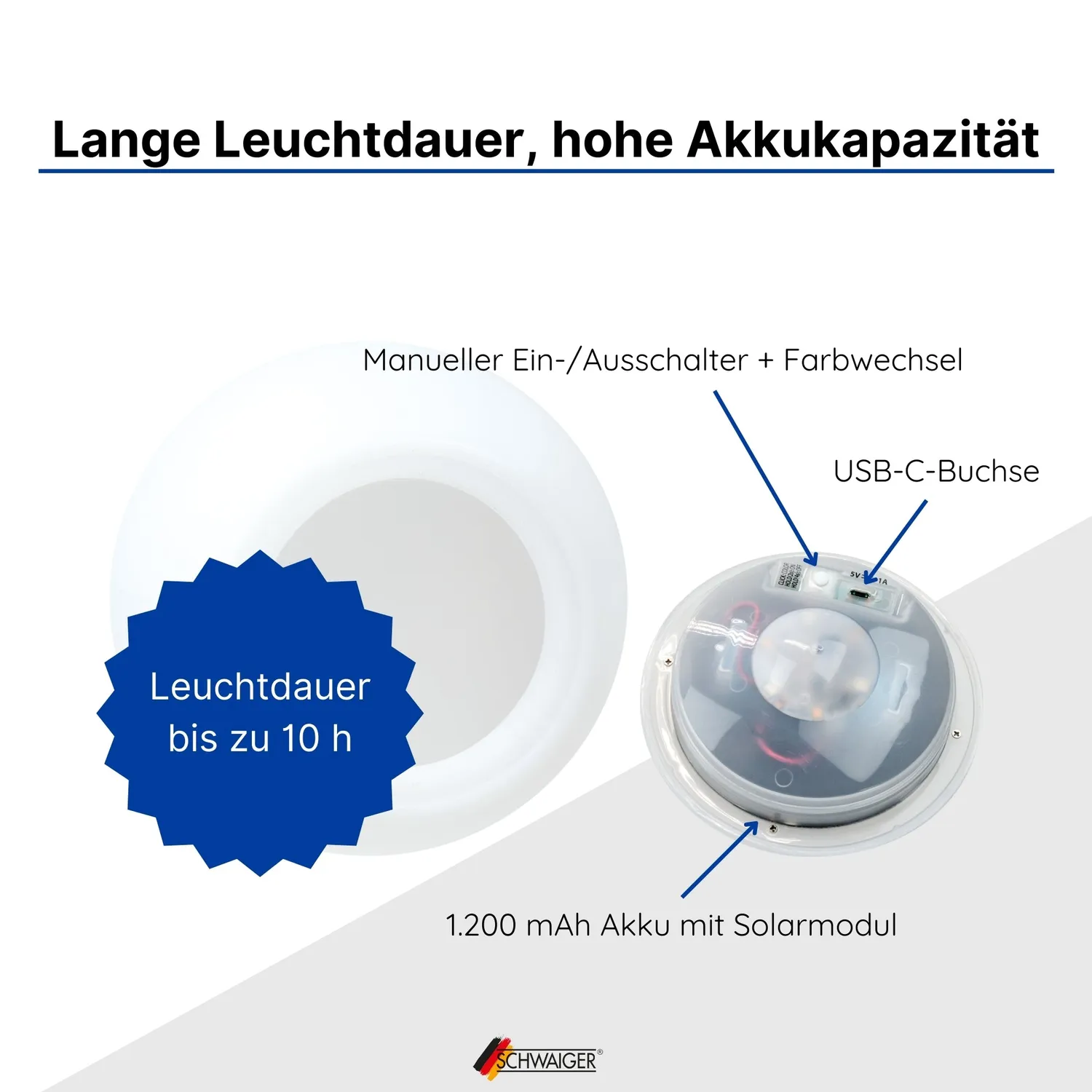 SCHWAIGER lampada solare RGB da appendere con telecomando