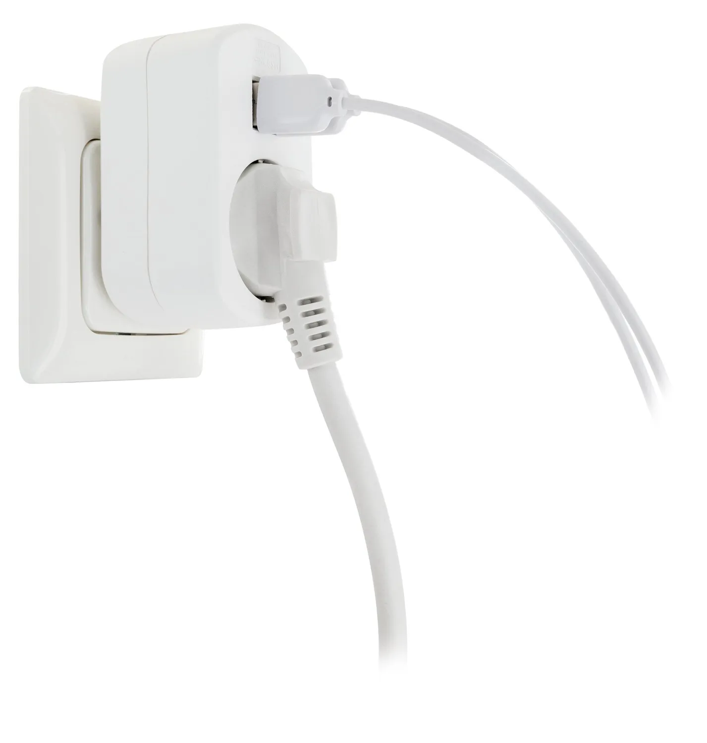 Schwaiger Caricatore 230V USB 2x USB-A presa passante