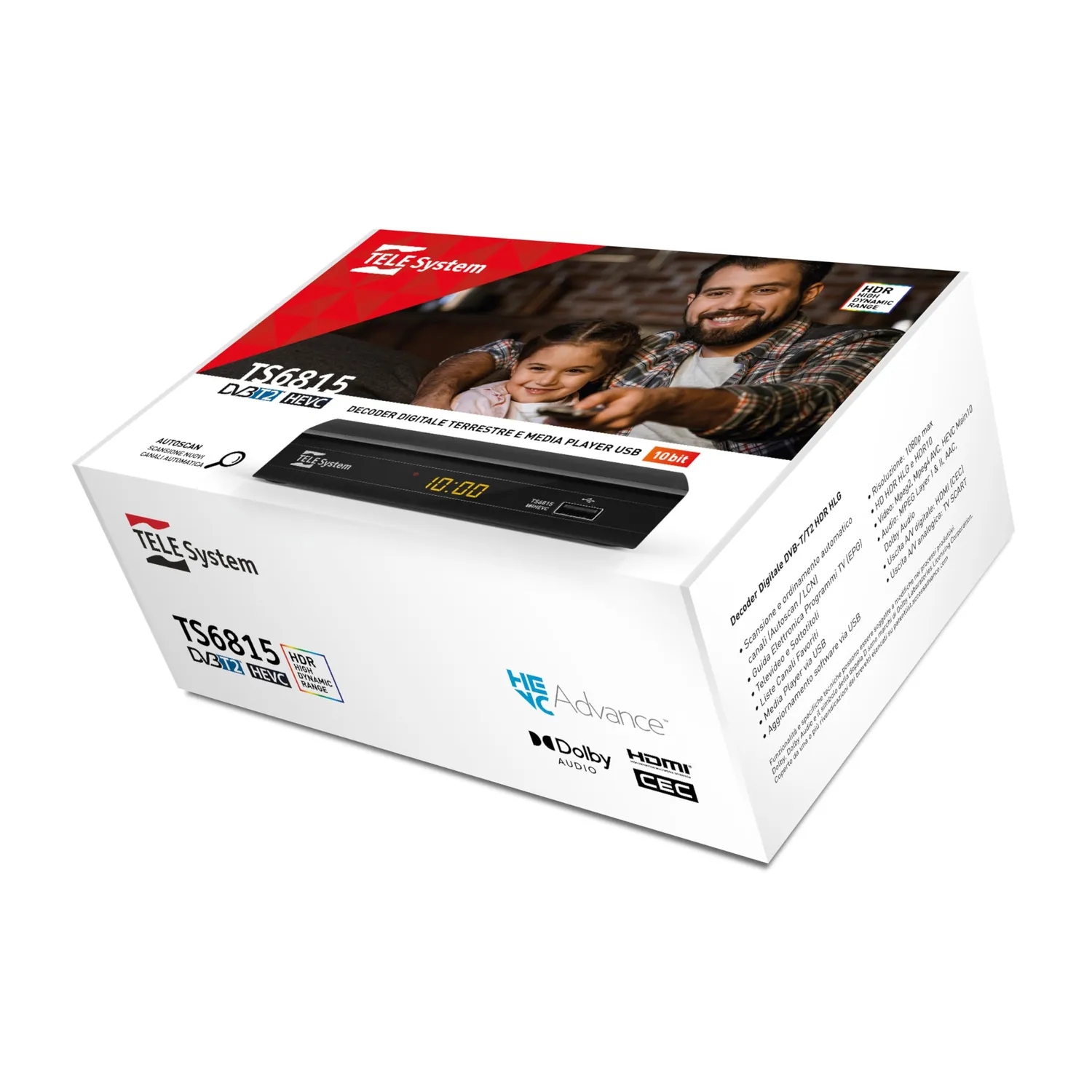 TELE System TS6815/02 decoder terrestre DVB-T2 HEVC