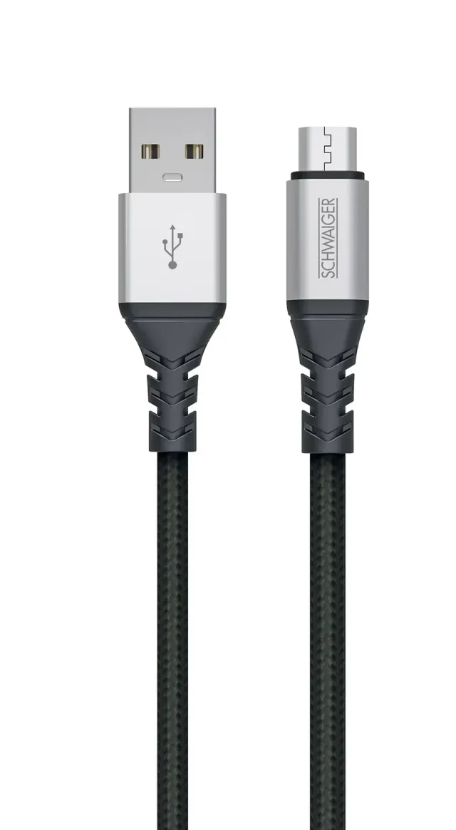 Schwaiger Cavo Micro USB USB-A Nylon 1,2 m nero argento