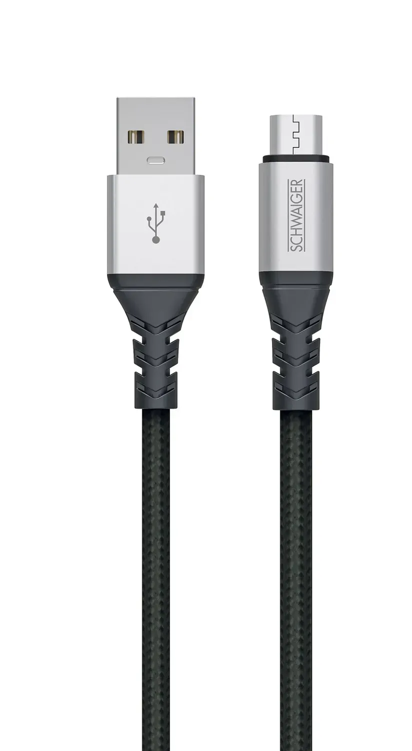 Schwaiger Cavo Micro USB USB-A Nylon 1,2 m nero argento