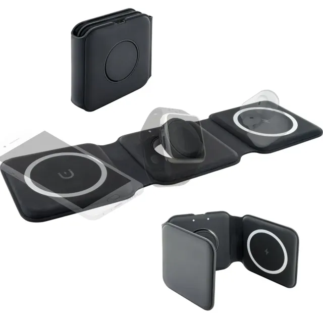 SCHWAIGER Stazione Ricarica Wireless Qi 3 in 1 Nera