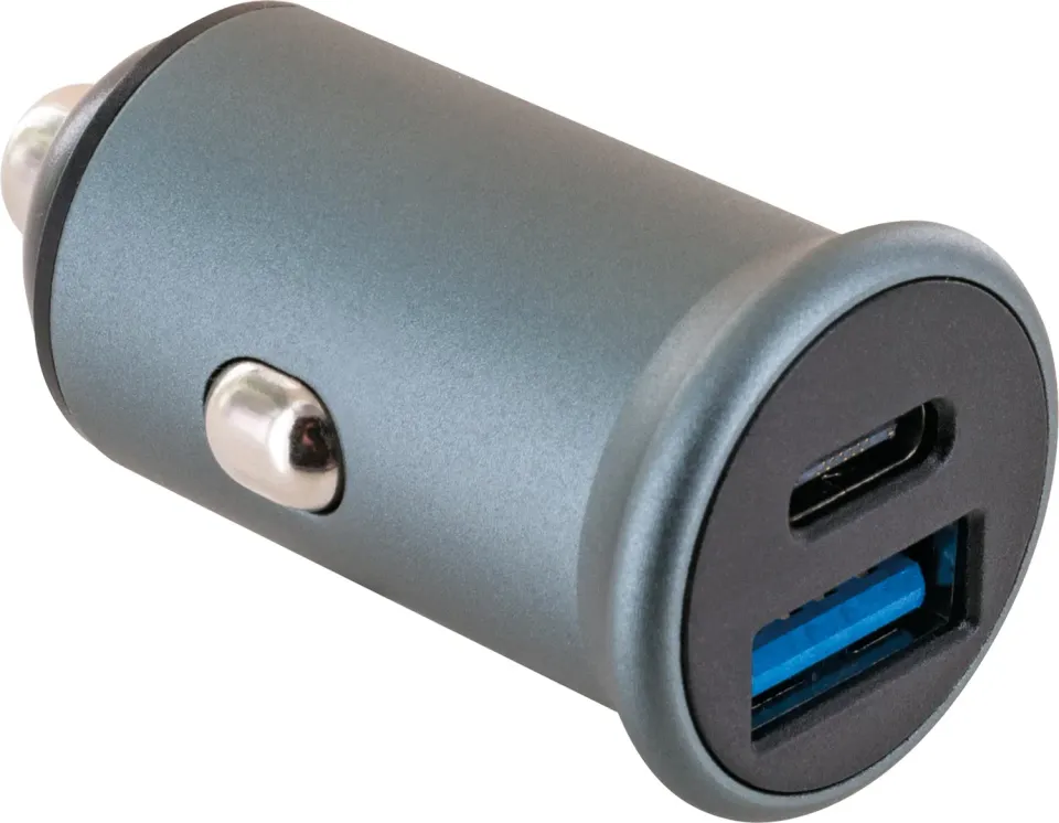 Schwaiger caricabatterie auto USB-A USB-C 12-24V nero