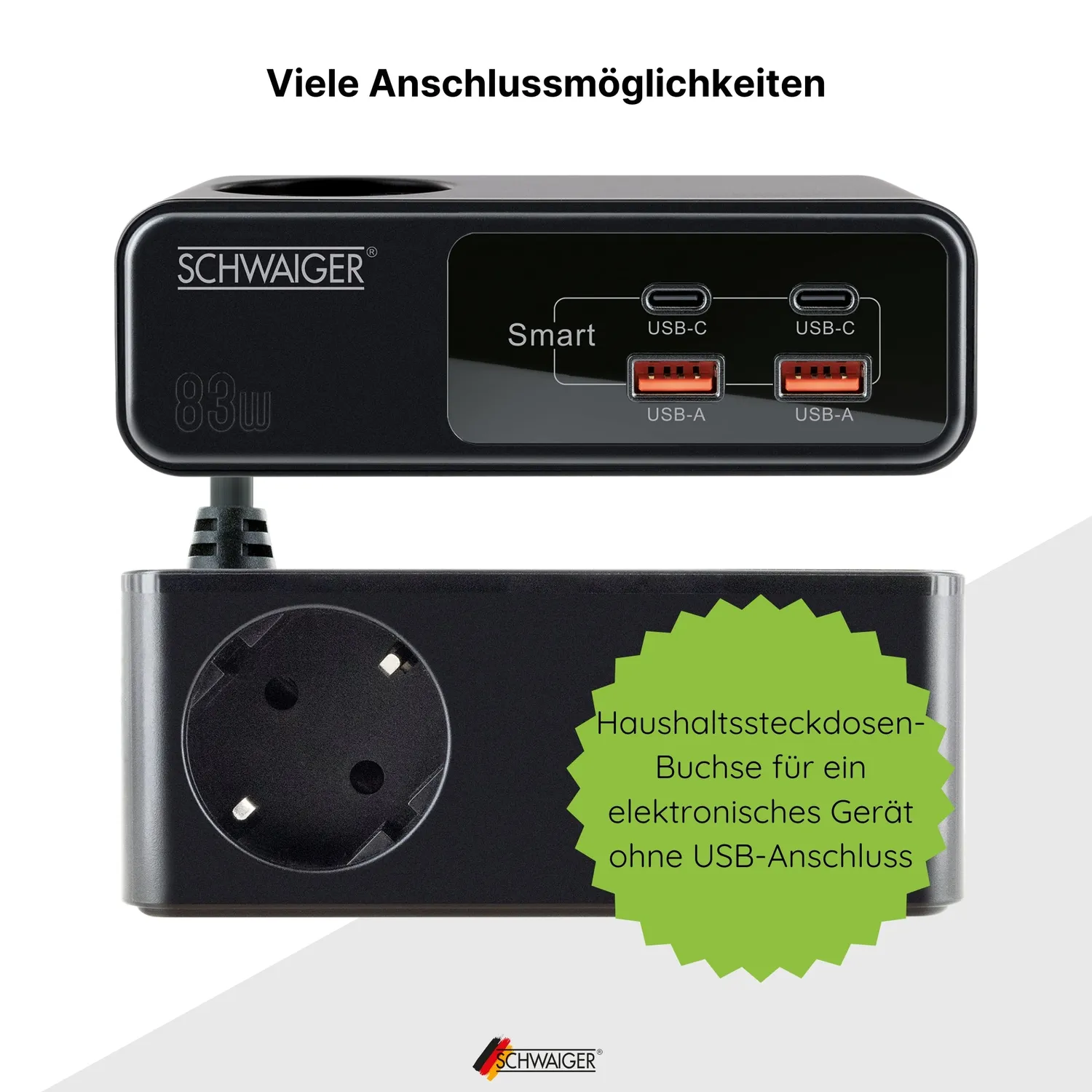 SCHWAIGER LADV4115 Multipresa 83W USB-C 1,5 m