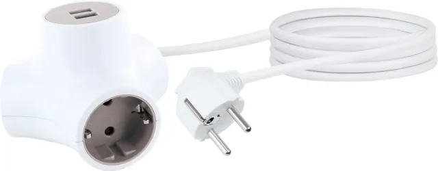 Schwaiger Cubo Presa Multipla 3 Vie + 2 USB con Cavo 1,4 m