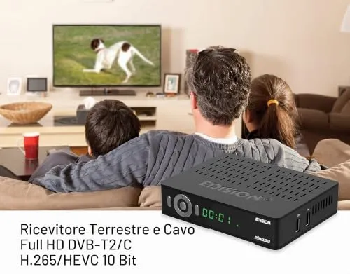 Edision Ping T2/C decoder DVB-T2 HEVC telecomando 2in1
