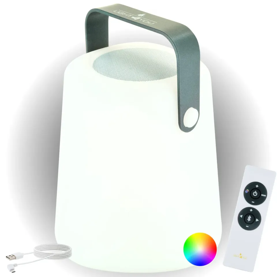 Schwaiger lampada tavolo LED speaker Bluetooth maniglia grigia