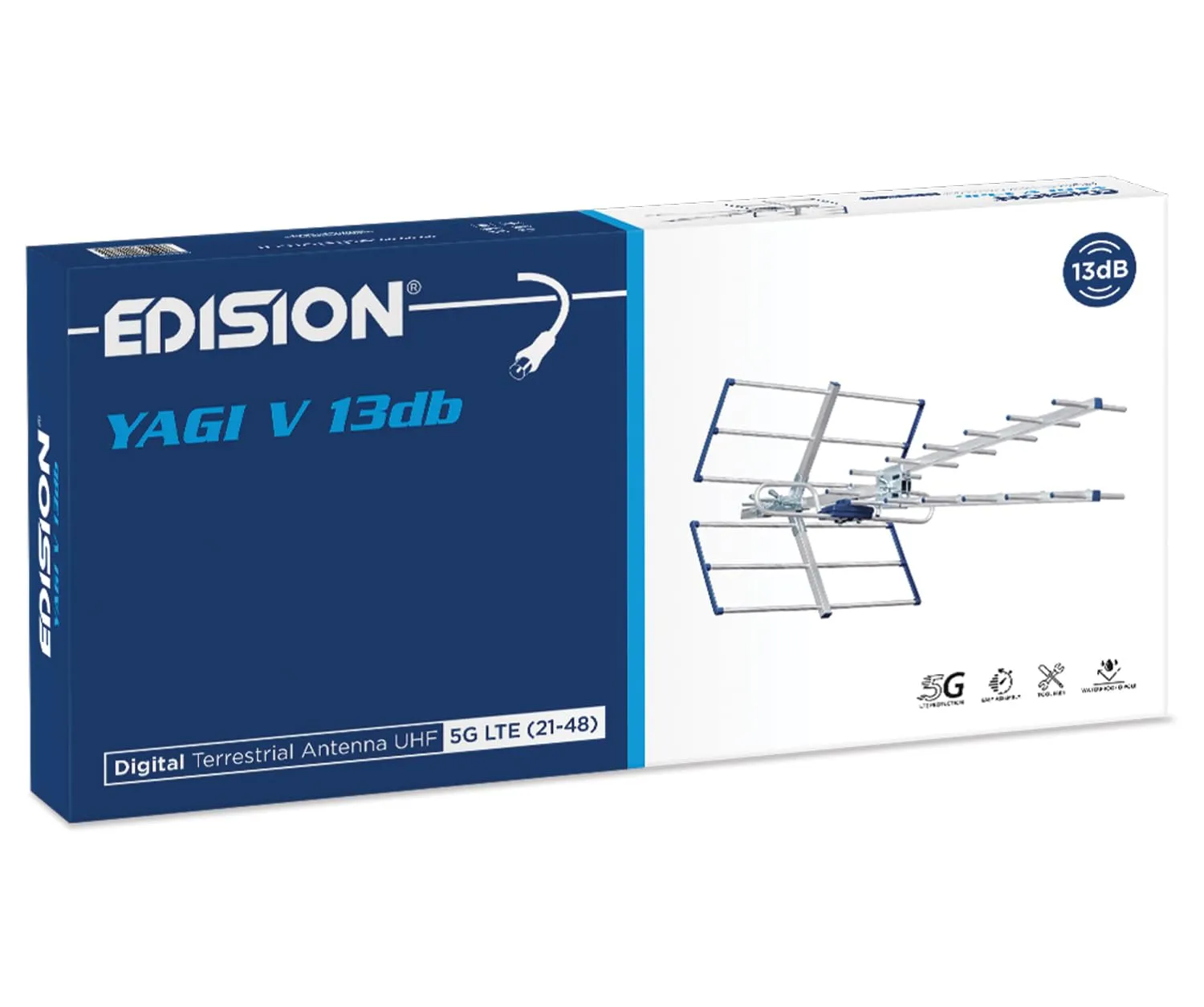 Edision Yagi V 13dB antenna terrestre UHF 87cm con filtro 5G