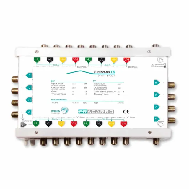 Fracarro SWI908TS multiswitch 9x8 in cascata TV