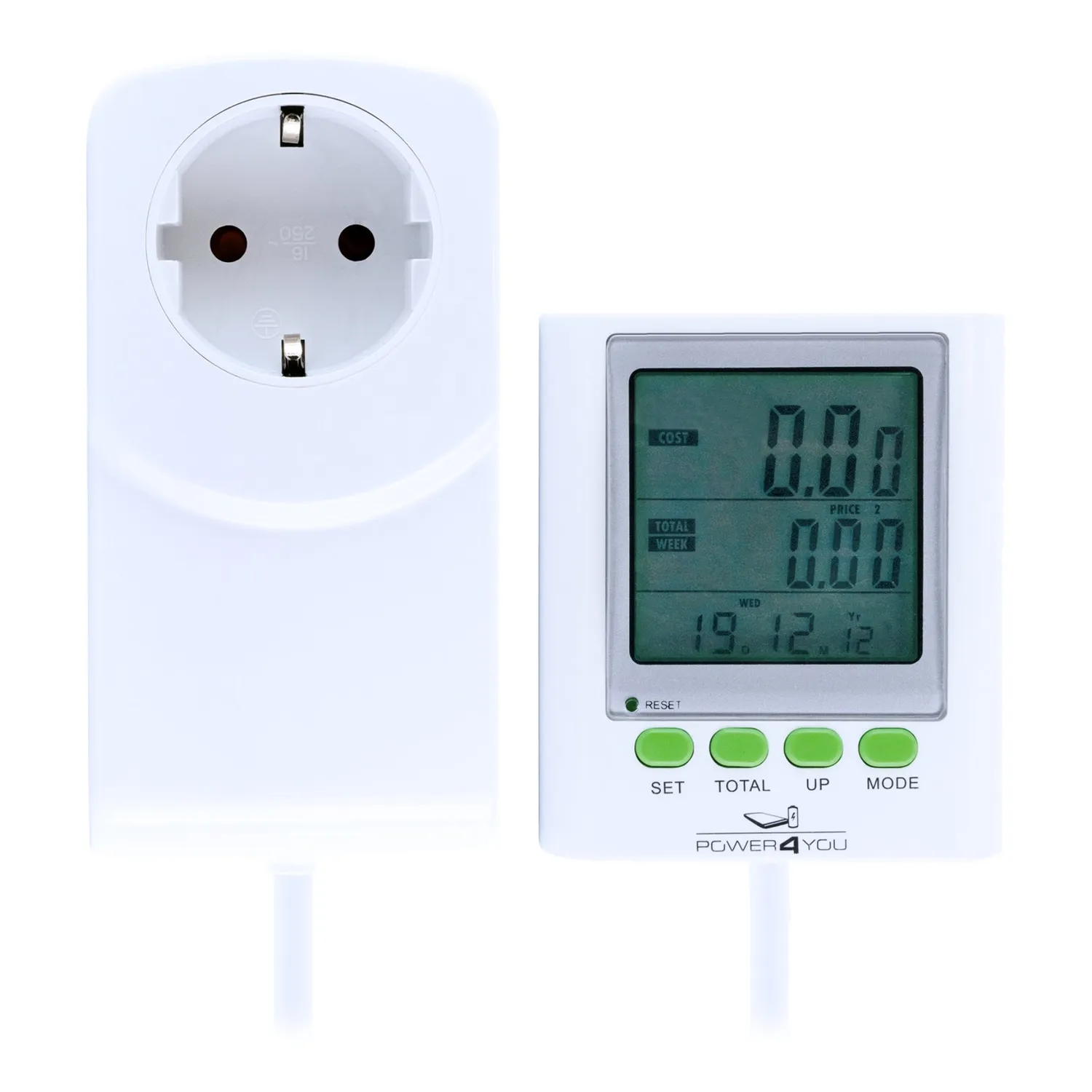 Schwaiger Misuratore Consumi Presa Schuko 3680W con Display