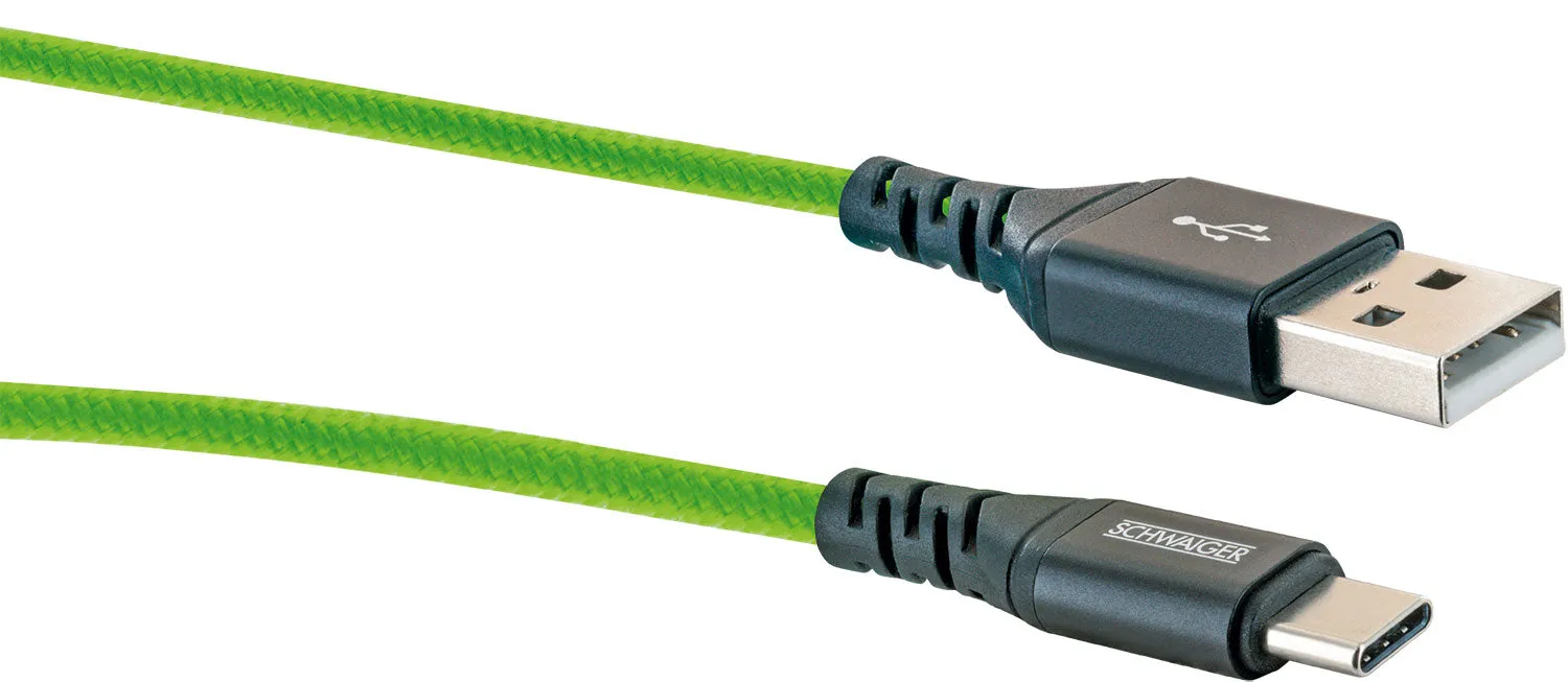 SCHWAIGER Cavo USB-C nylon 1,2 m nero 3A