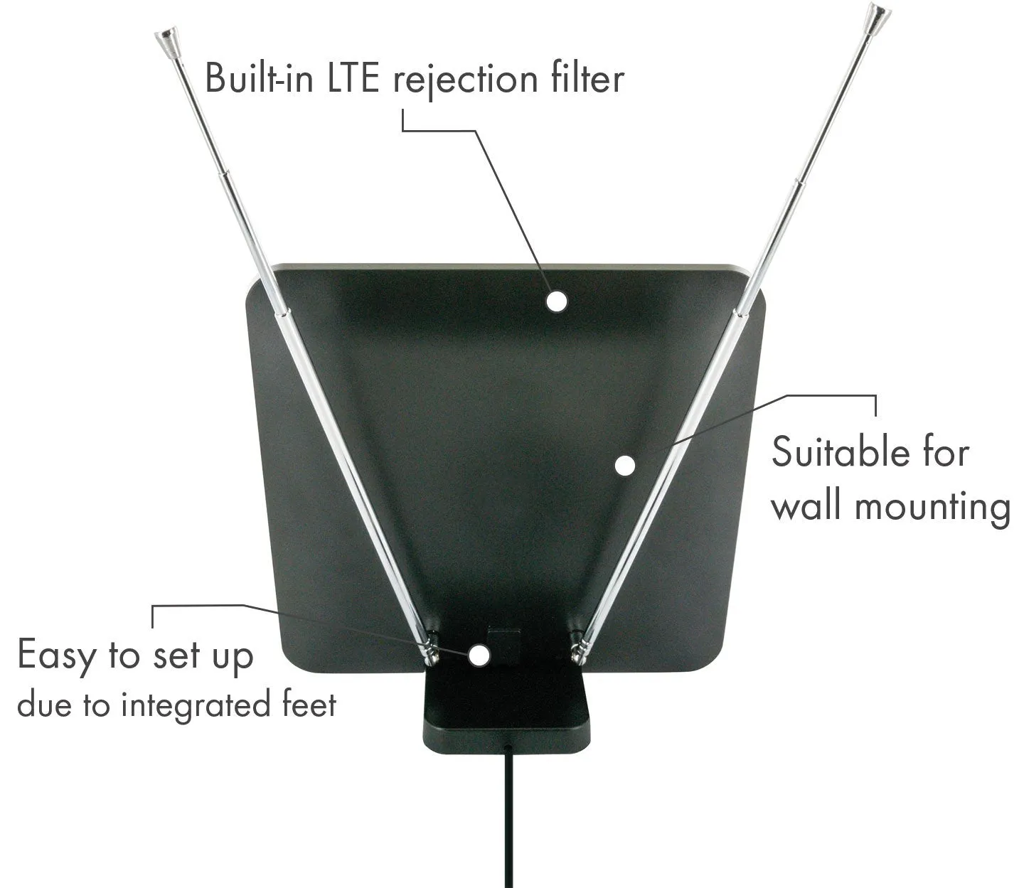 Schwaiger DVB-T2 HD antenna interna attiva 45 dB nera