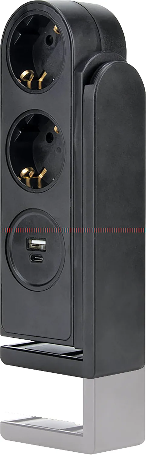 SCHWAIGER Presa da tavolo 2 posti USB-C USB-A nera