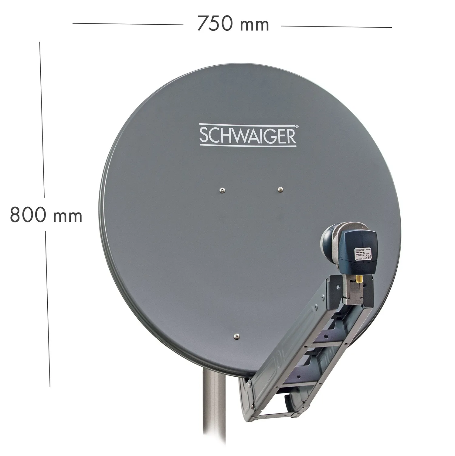 Schwaiger parabola satellitare offset alluminio 75 cm antracite